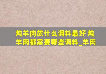 炖羊肉放什么调料最好 炖羊肉都需要哪些调料_羊肉